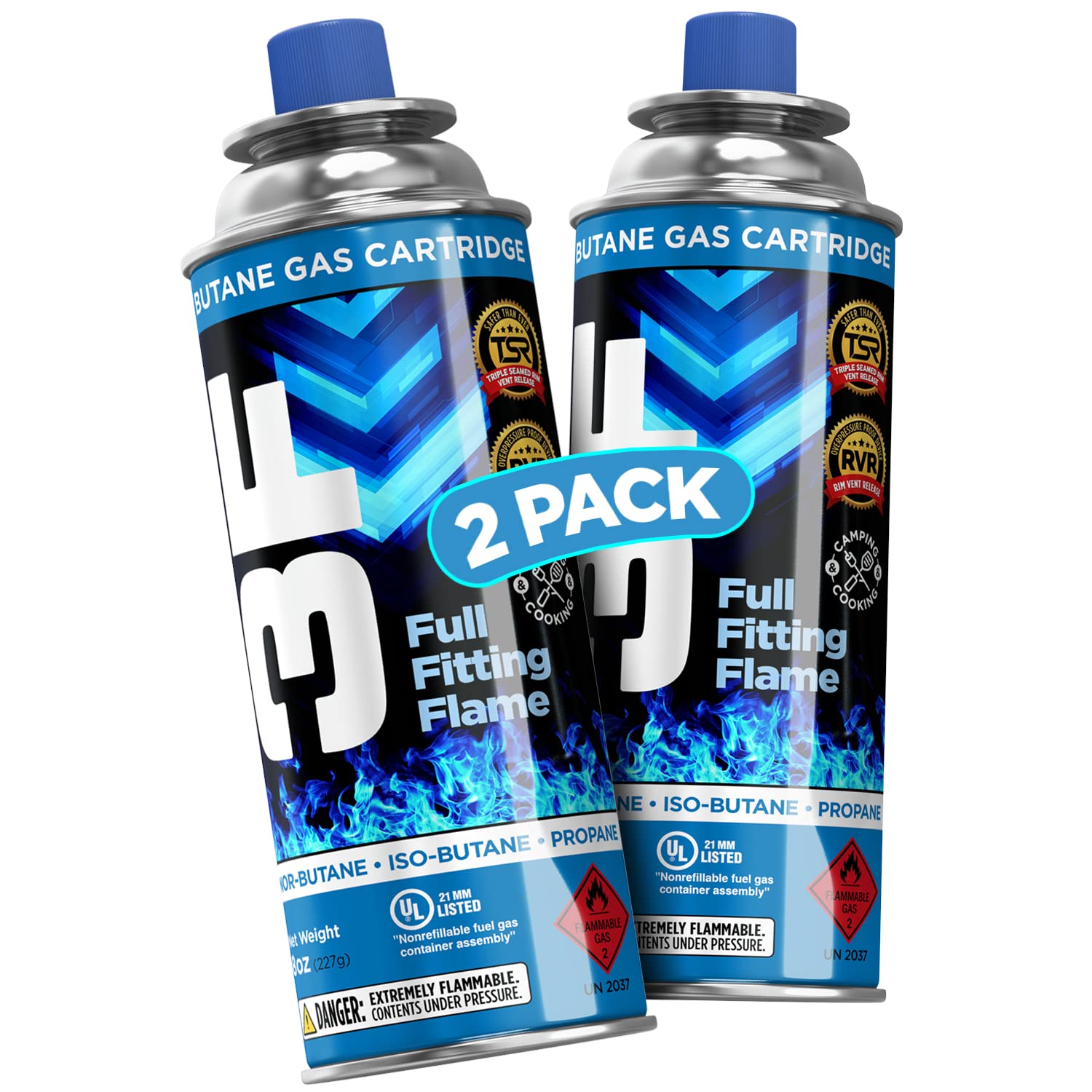 Amazon.com: 3F Butane Fuel Canister, 8oz, 2 Pack, For Camping Stoves ...