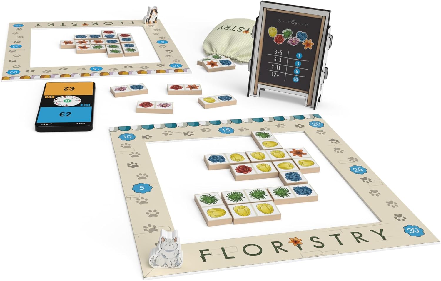 UP Games Floristry Board Game - Competitive Flower Auction & Storefront Design! Fun & Creative Strategy Game for Family, Kids & Adults, Ages 12+, 2 Players, 20 Min Playtime