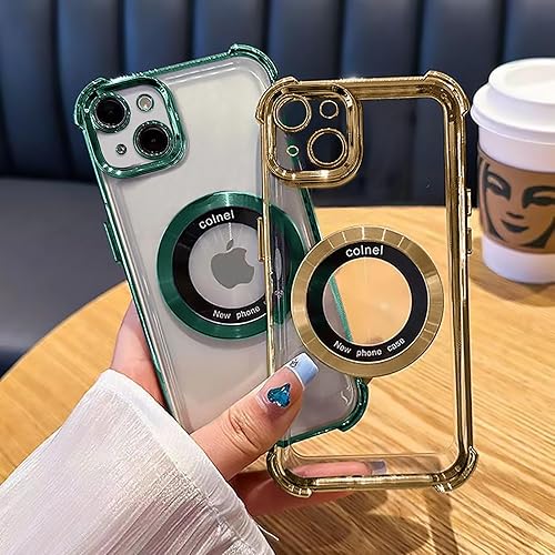 Miniatura 9 de Eiyikof Funda magnética transparente para iPhone 13 Pro Max, protección de lujo brillante en las cuatro esquinas, a prueba de golpes, de grado