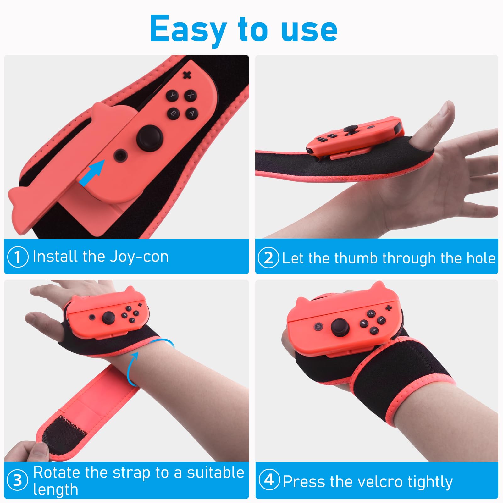 Just Dance Switch 2026 2025 2024 2023 2022 Brassard Réglable Compatible avec Nintendo Switch/Switch OLED Disponible en Rouge et Bleu Hautement Élastique Adapté aux Adultes et Enfants