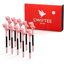 SWIFTEE Premium 10 Degree Golf Tees for Driver or Iron - Help Reduce Spin & Slice, Improve Distance & Precision Pack of 10 Tees