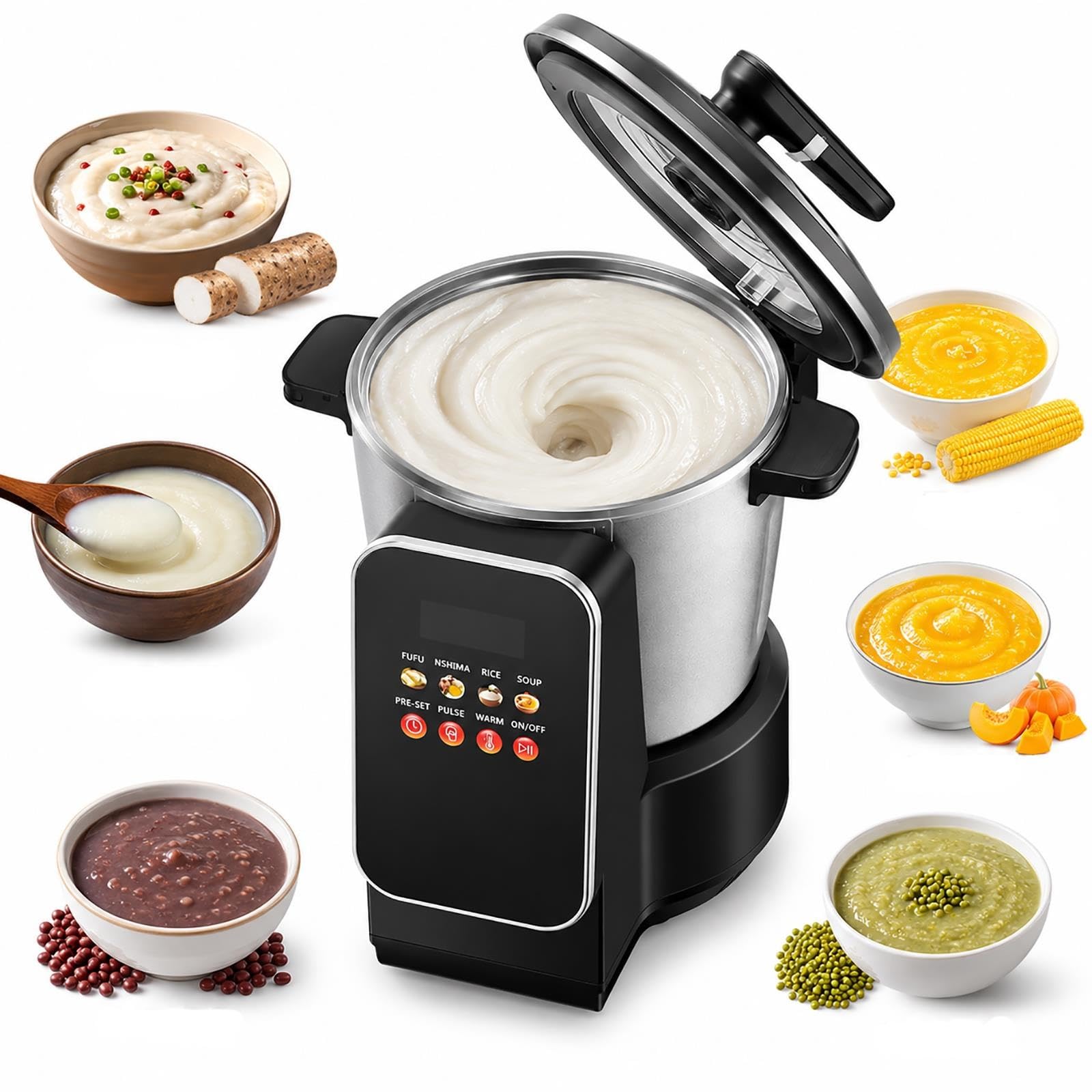 Robot da cucina, 6 l 900 w, macchina Fufu elettrica automatica da 6 l