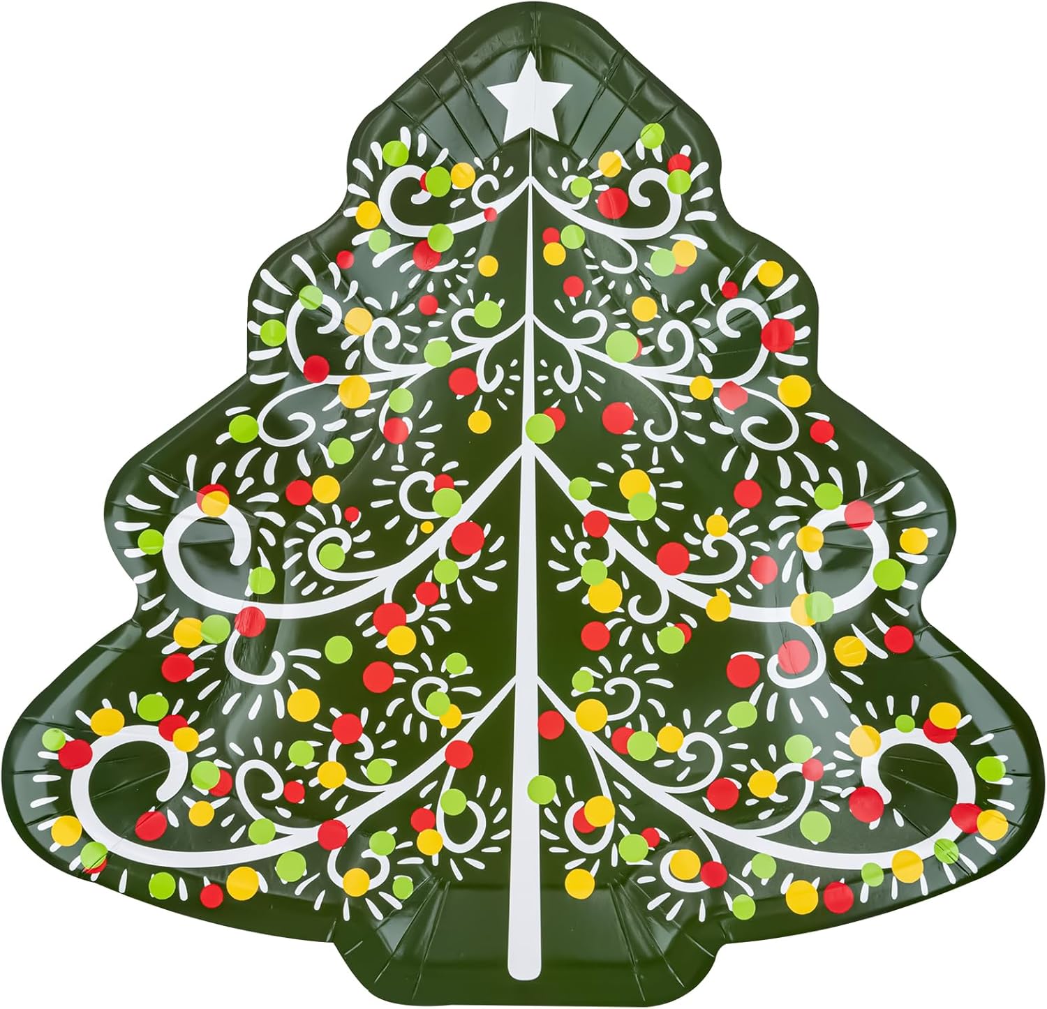 YY 60 Christmas Party Paper Plates Tree-shaped Disposable Dinner Plates Set