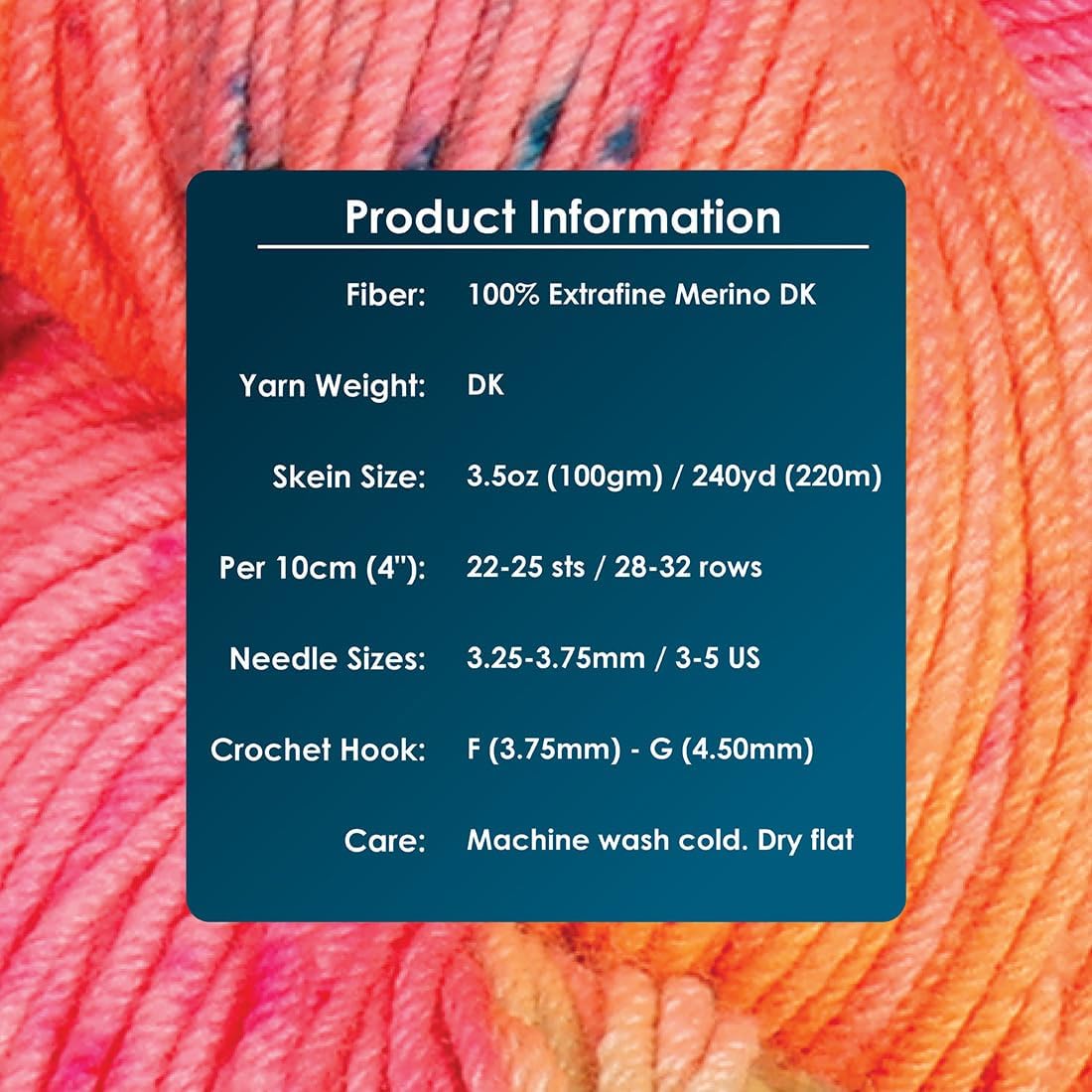 KnitPro Symfonie Premium Hand Dyed Yarn | 100% Extra Fine Merino Wool for Knitting & Crocheting, DK Weight, Oeko-TEX Certified, Colorfast Fiber 220m, 100g Skein | Viva Variegated Galaxy Glow