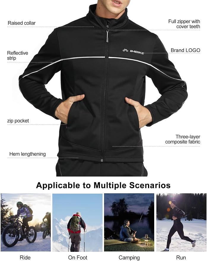 Chaqueta térmica para ciclismo hombre negra miniatura 5