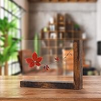 Vista 6 de Lavezee Juego de 2 portarretratos de 5 x 7 pulgadas, portarretratos de doble cara con soporte vertical horizontal rústico en forma de L para fotos