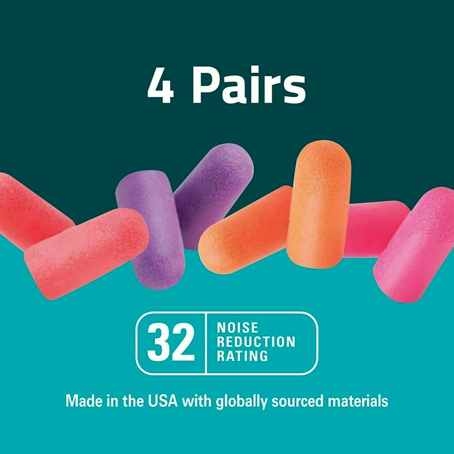 3M Disposable Earplugs, Hearing Protection for Events & Concerts, Mutli-Color, 32 NRR, 4-Pairs : Health & Household