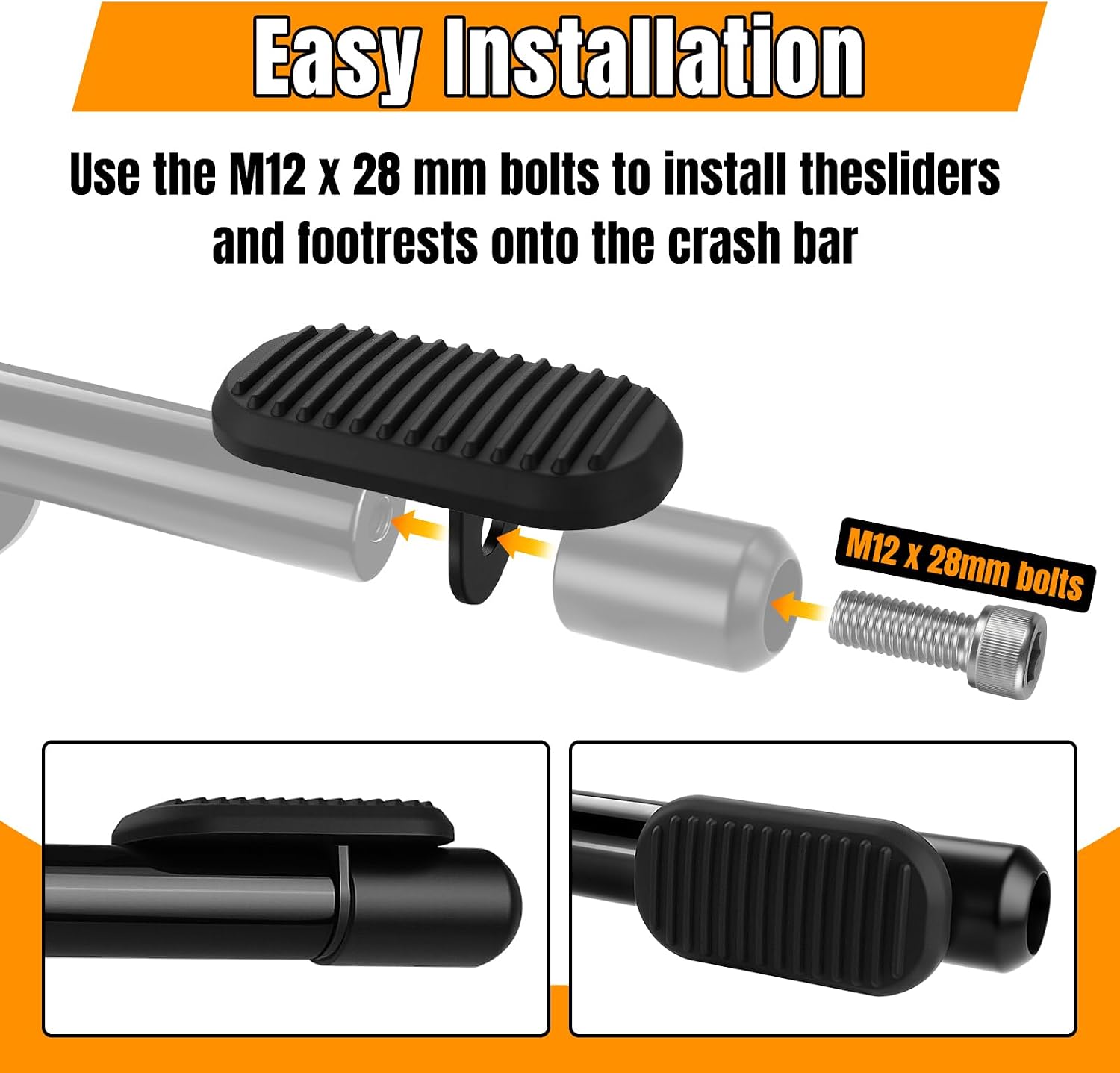 Anti-Slip Motorcycle Crash Bar Foot Pegs Engine Guard Highway Pegs Universal Fit for Most Motorcycle 1.25" Tube Highway Crash Bar Engine Guards