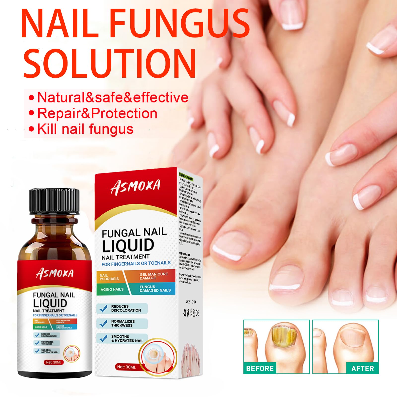 FÓLKI COSMETIC-Multi-Purpose Nail Repair, Nail Solution for Discolored and Damaged Nails, 1.01Fl Oz