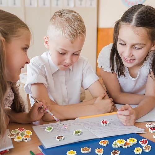 Miniatura 4 de Yopyame 60 piezas de borrador de hojas de otoño para niños, surtido de hojas de arce, borrador de lápiz de hoja de arce, lindo borrador de