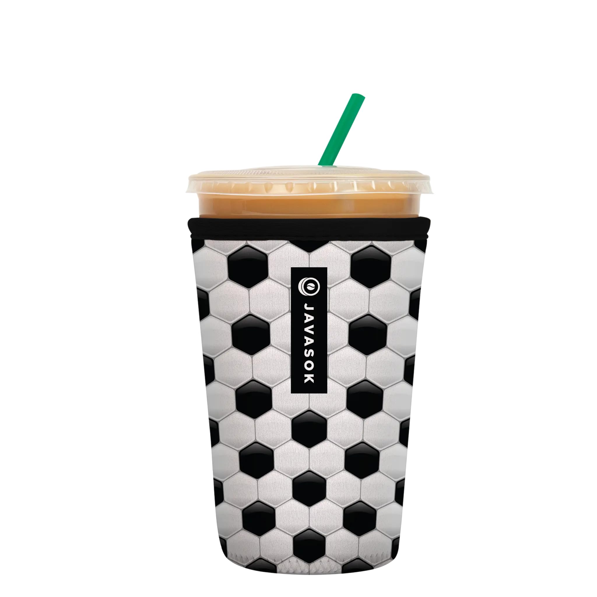Sok It JavaSok Iced Coffee &amp; Cold Soda Insulated Neoprene Cup Sleeve (Soccer, Medium: 22-28oz)