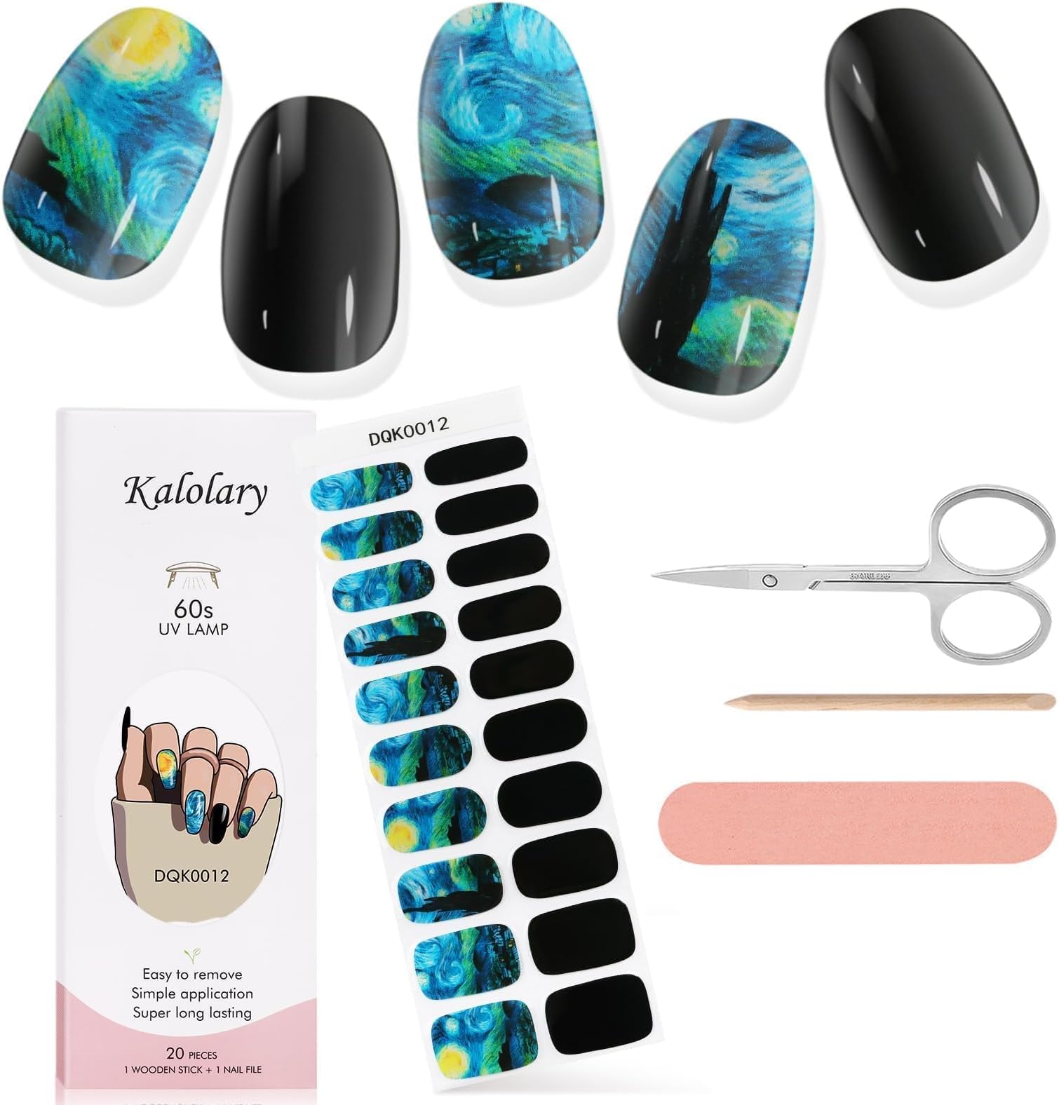 6 Sheets Semi Cured Gel Nail Strips Stickers Flower Nail