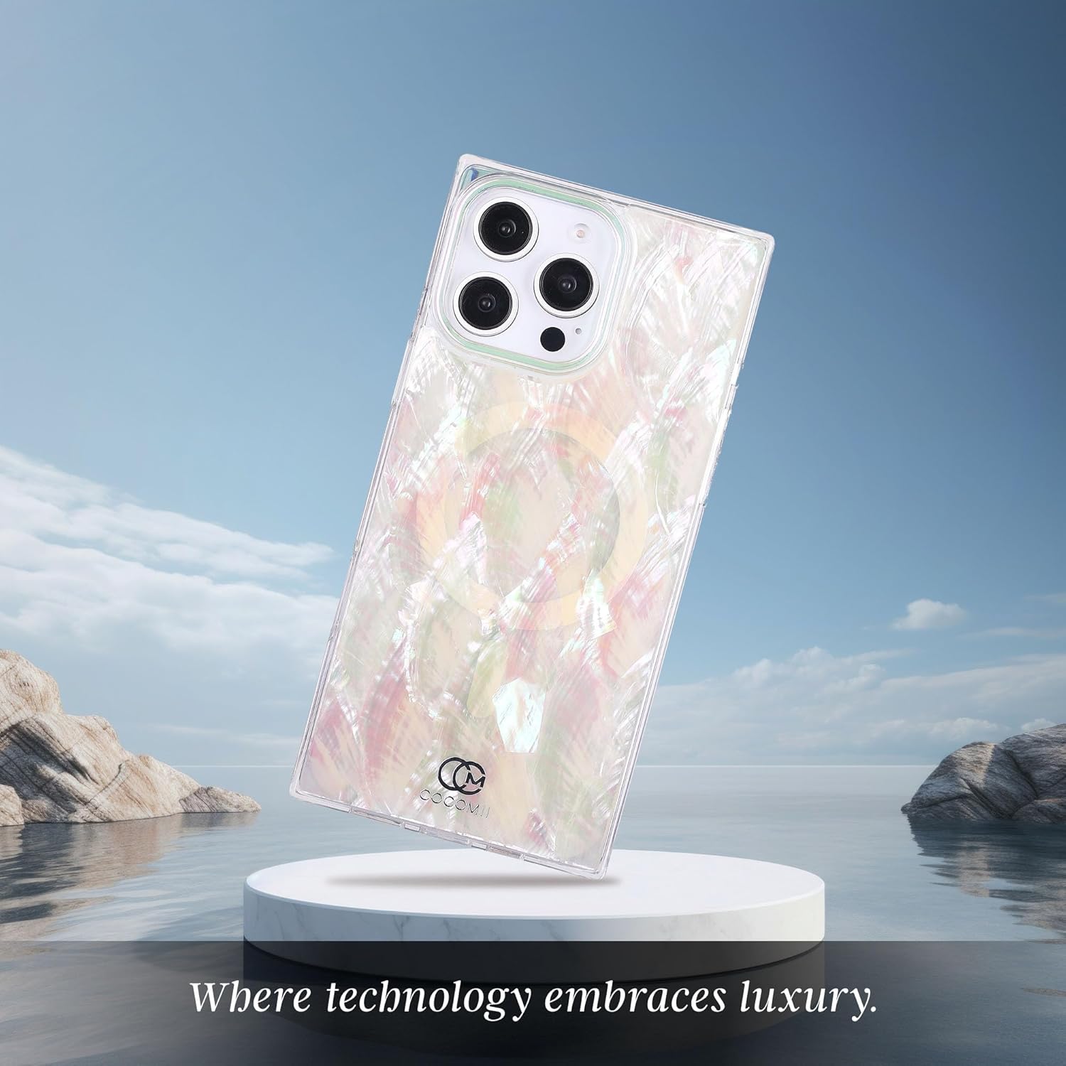 Cocomii Retangle Case for iPhone 16 Pro, Compatible with MagSafe, Natural Real Mother of Pearl - Image 5