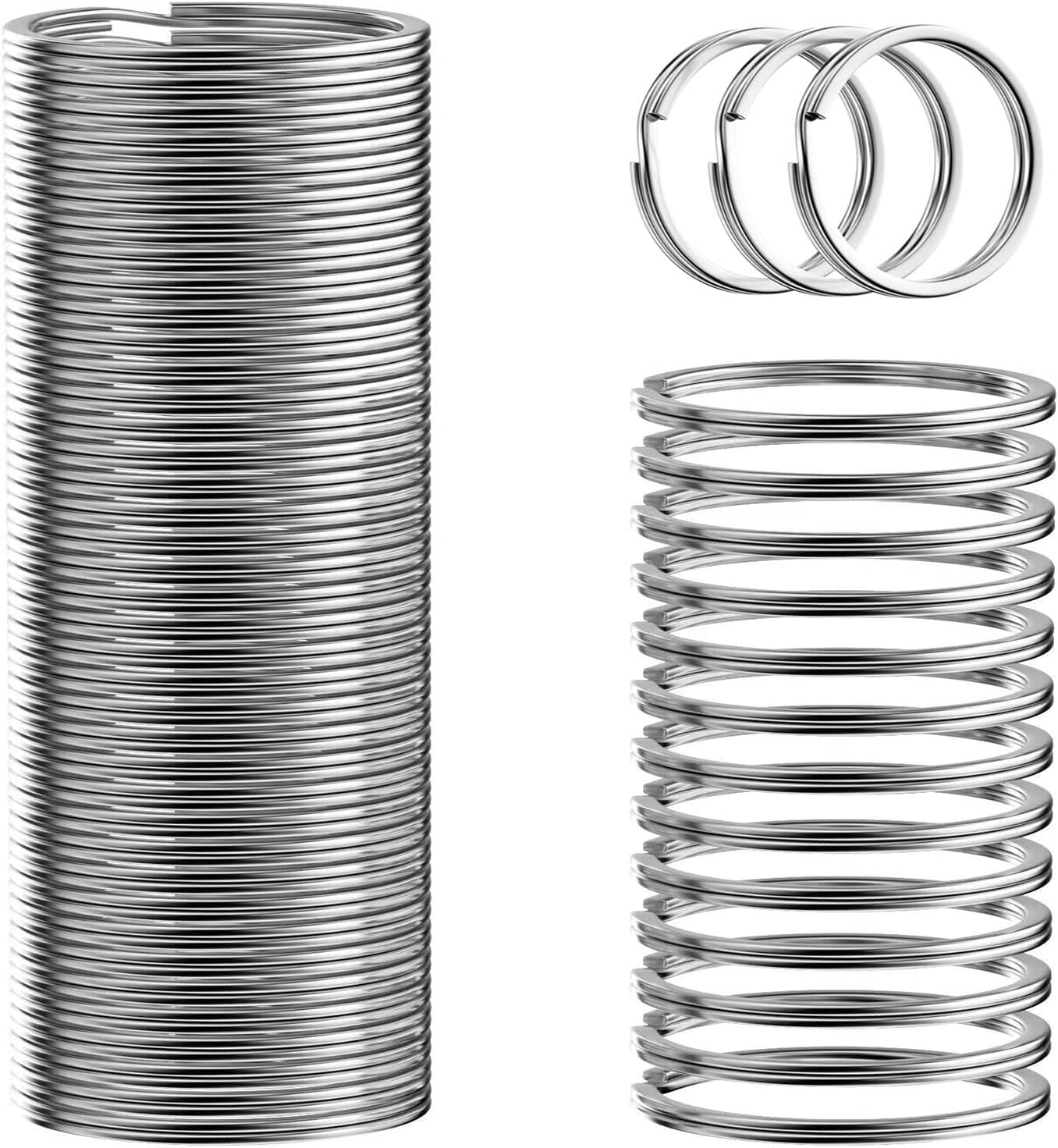 Silver Key Rings 25mm Flat Key Rings Bulk 150 Pcs for Keychain and Crafts Keychain Rings