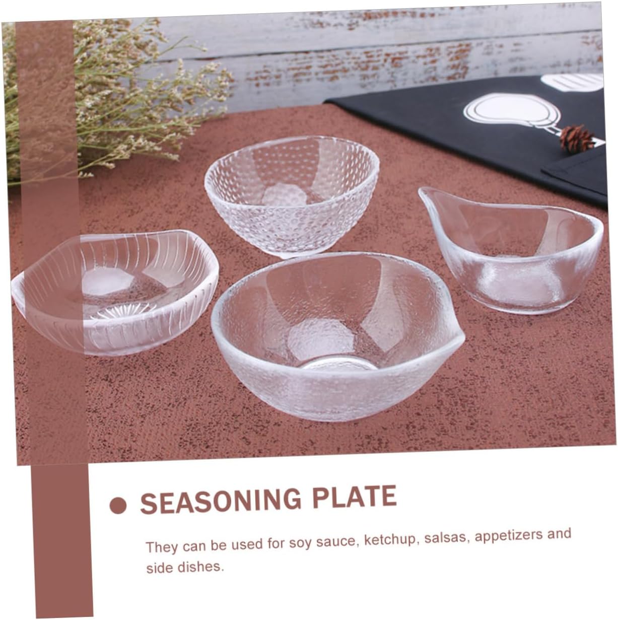 4pcs Glass Sauce Dipping Dish for Soy Sauce Ketchup Party
