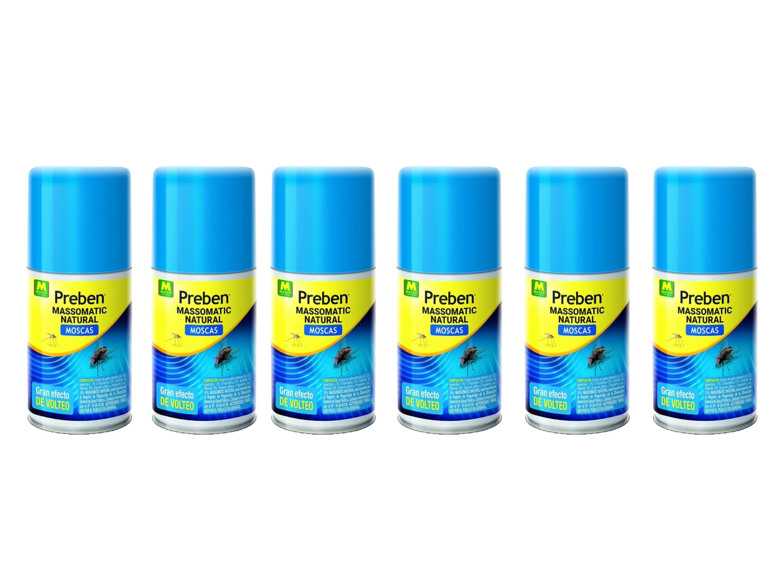 Peyca Inseciticida Natural para Moscas Massomatic 250ml Pack 6 Unidades, Gran Efecto de volteo, Listo para su Uso - Preben