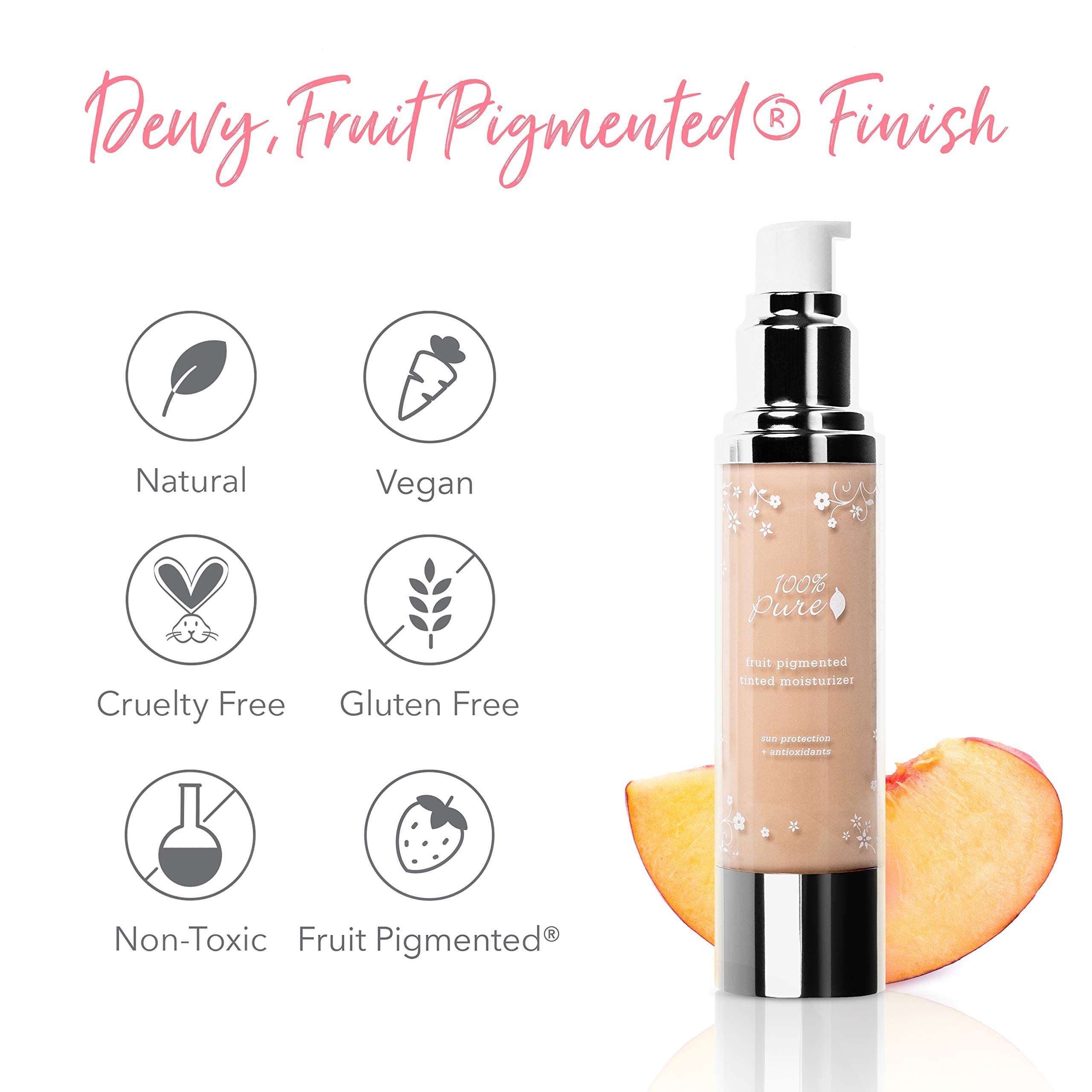 100 PURE Tinted Moisturizer (Fruit Pigmented), Alpine Rose, Light to
