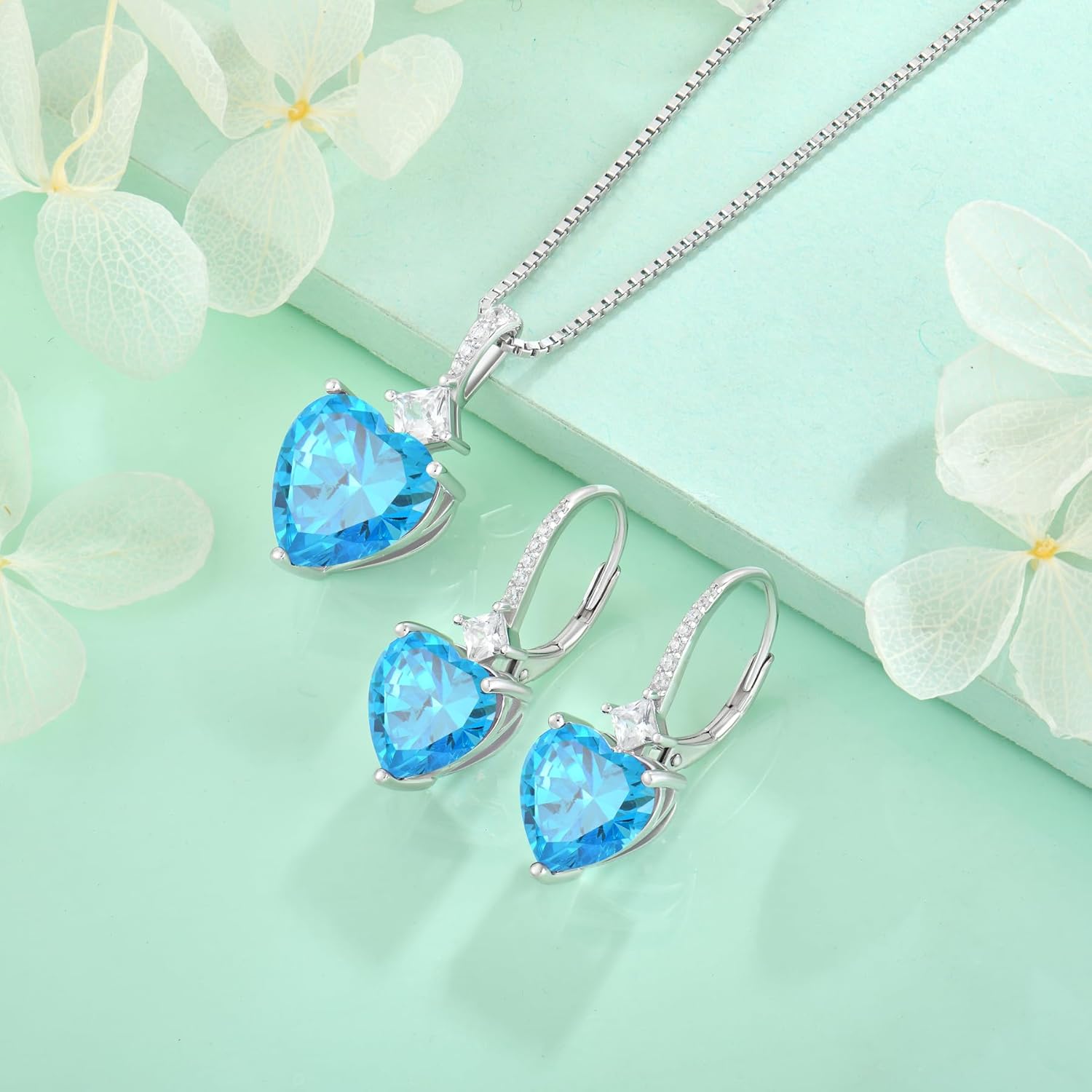 Starchenie Birthstone Earrings for Women 925 Sterling Silver Lover Heart Leverback Earrings Birthstone Jewelry Gift for Her