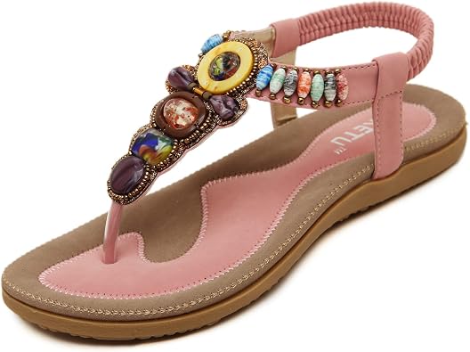 HNGHOU Womens Summer Sandals Casual Comfortable Flip Flops Bohemian Beach Clip Toe Sandals