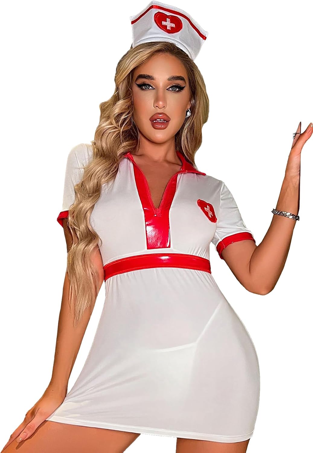 Sexy Naughty Nightingale Nurse Costume Seductive Lingerie Set for Women with Hat dress thong for Cosplay Roleplay