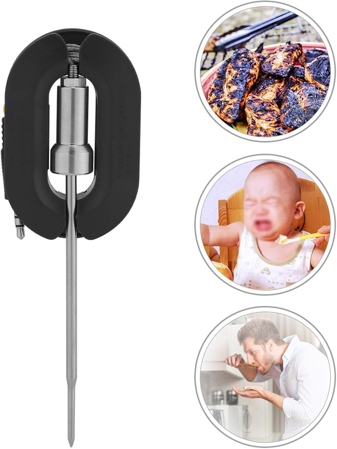 review 4Pcs Bluetooth Cooking Thermometer BBQ Grill Thermometer Stainless Steel Probes Meat Thermometer Cooking Use