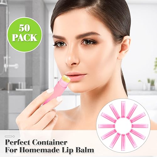 Miniatura 3 de 50 tubos de bálsamo labial giratorios de 0.15 onzas, recipientes de plástico vacíos para bálsamo labial giratorios, para pintalabios caseros,