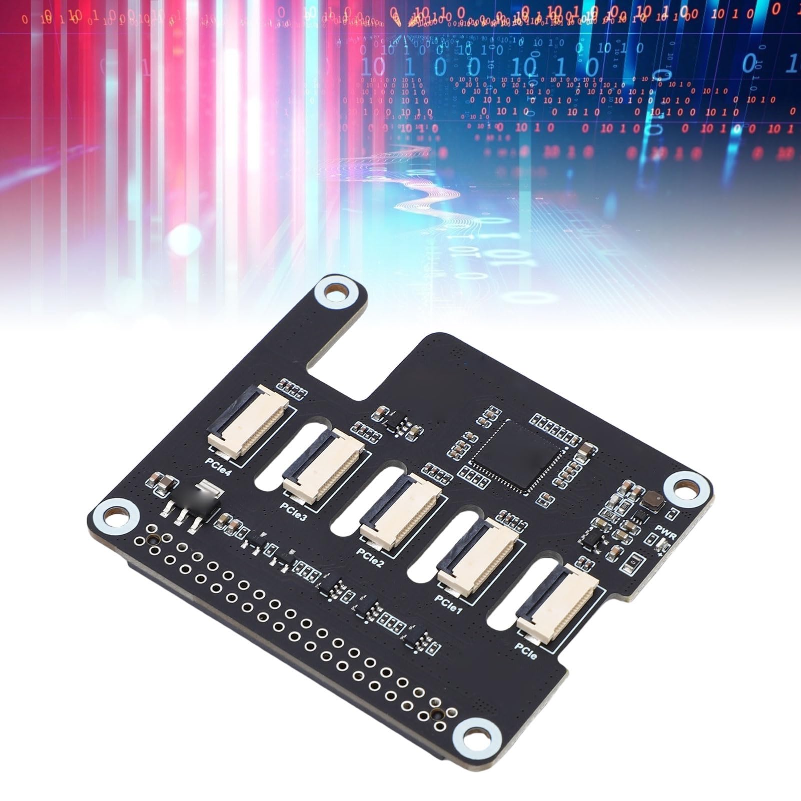 Modulo di Espansione Efficiente Scheda Adattatore PCIe a 4 PCIe FFC per RasPi 5 con 10 Cavi a Nastro e Dissipatore di Calore