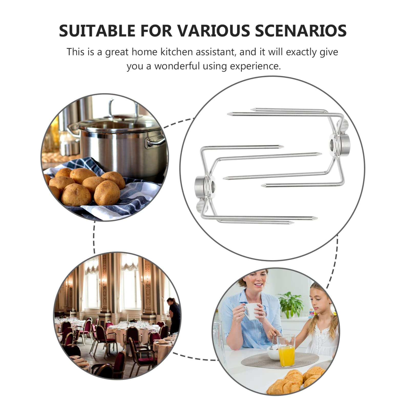 CIMAXIC Kitchen Rotating Turkey Forks Bbq Forks Set Chicken Grill Supply Stainless Steel Rotisserie Kit