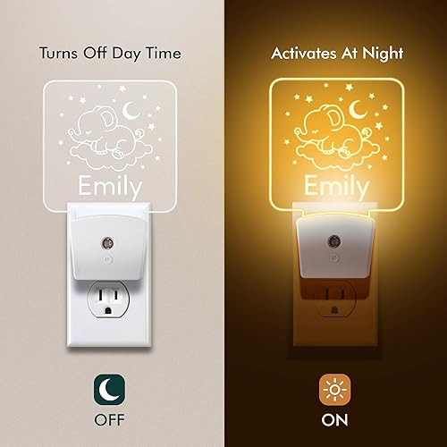 Miniatura 10 de Luces nocturnas personalizadas enchufables a la pared para dormitorio de niños con sensor de encendidoapagado automático, luz nocturna LED blanca