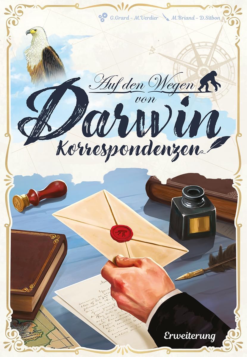 Sorry we Are French, On the Paths of Darwin - Correspondences, Expansion, Family Game, 2-5 Players, from 8+ Years, 30 Minutes, German