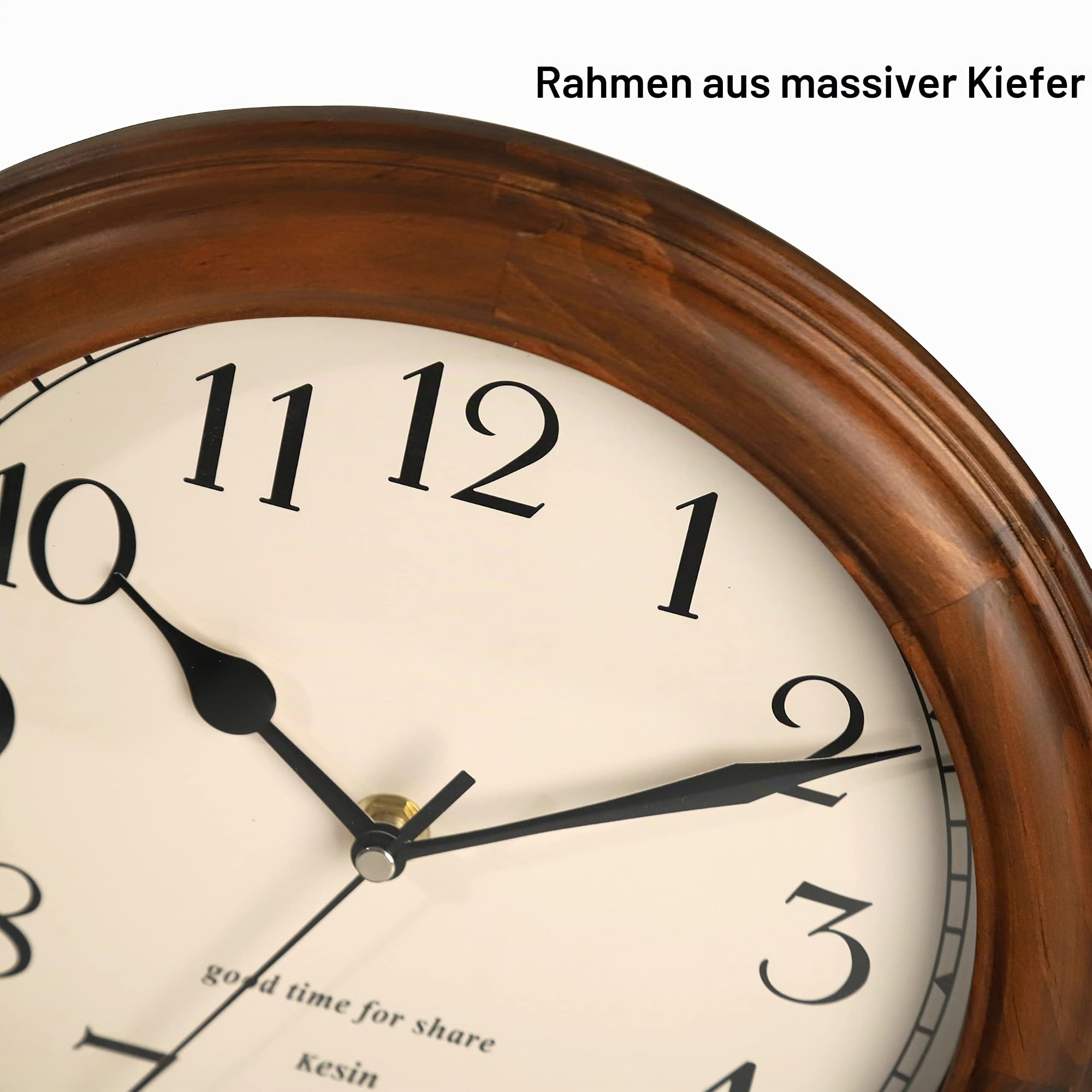 Wanduhr aus Holz mit Retro-Design, 27,9 cm, runde Wanduhr, batteriebetrieben, geräuschlos, Nicht tickend, große arabische Ziffern, für Küche, Wohnzimmer, Klassenzimmer, Fitnessstudio und Pool, Braun