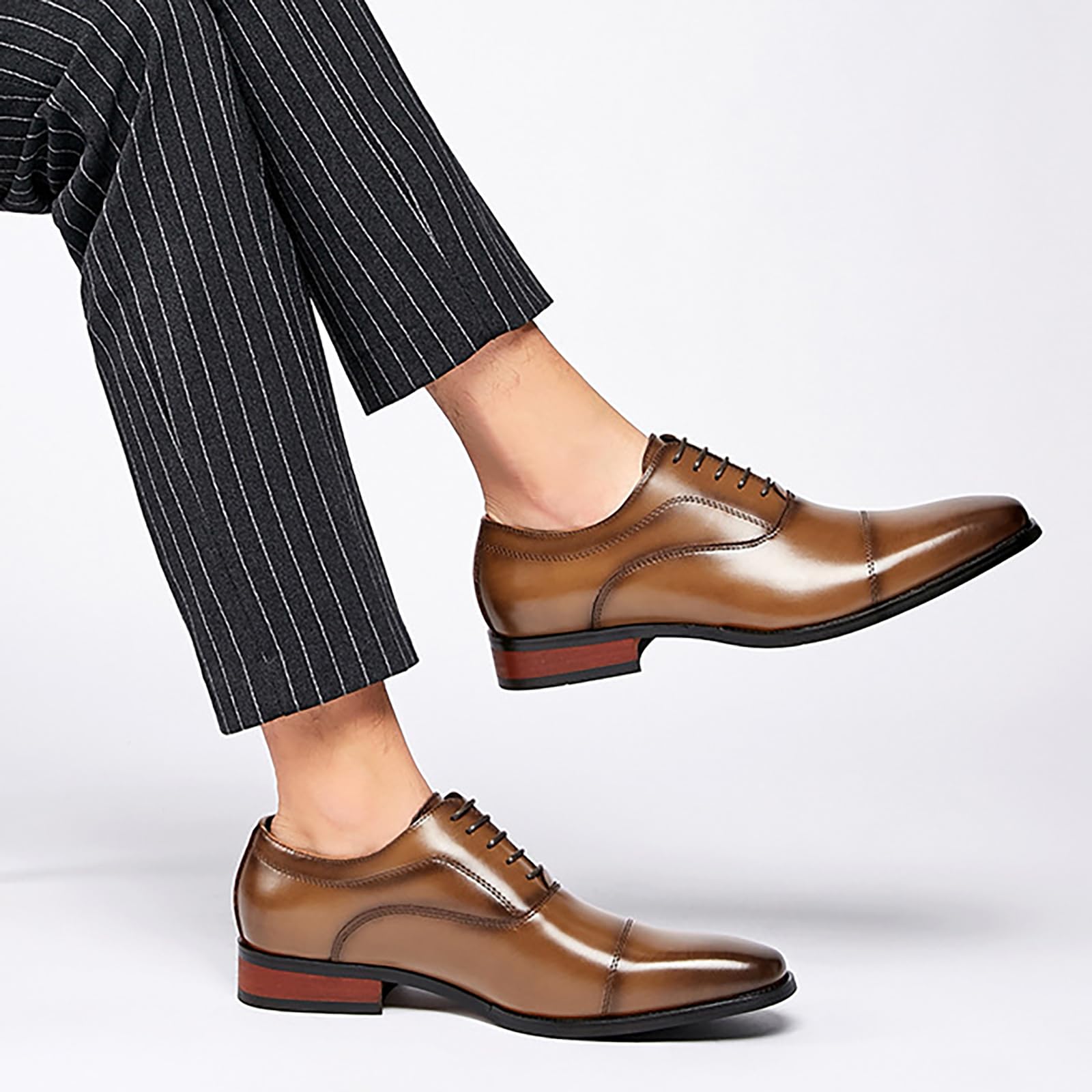 Hommes d'affaires Travail Bureau Oxfords Mariage marié Bal Derbys Chaussures habillées à Lacets Formelles,Jaune,43