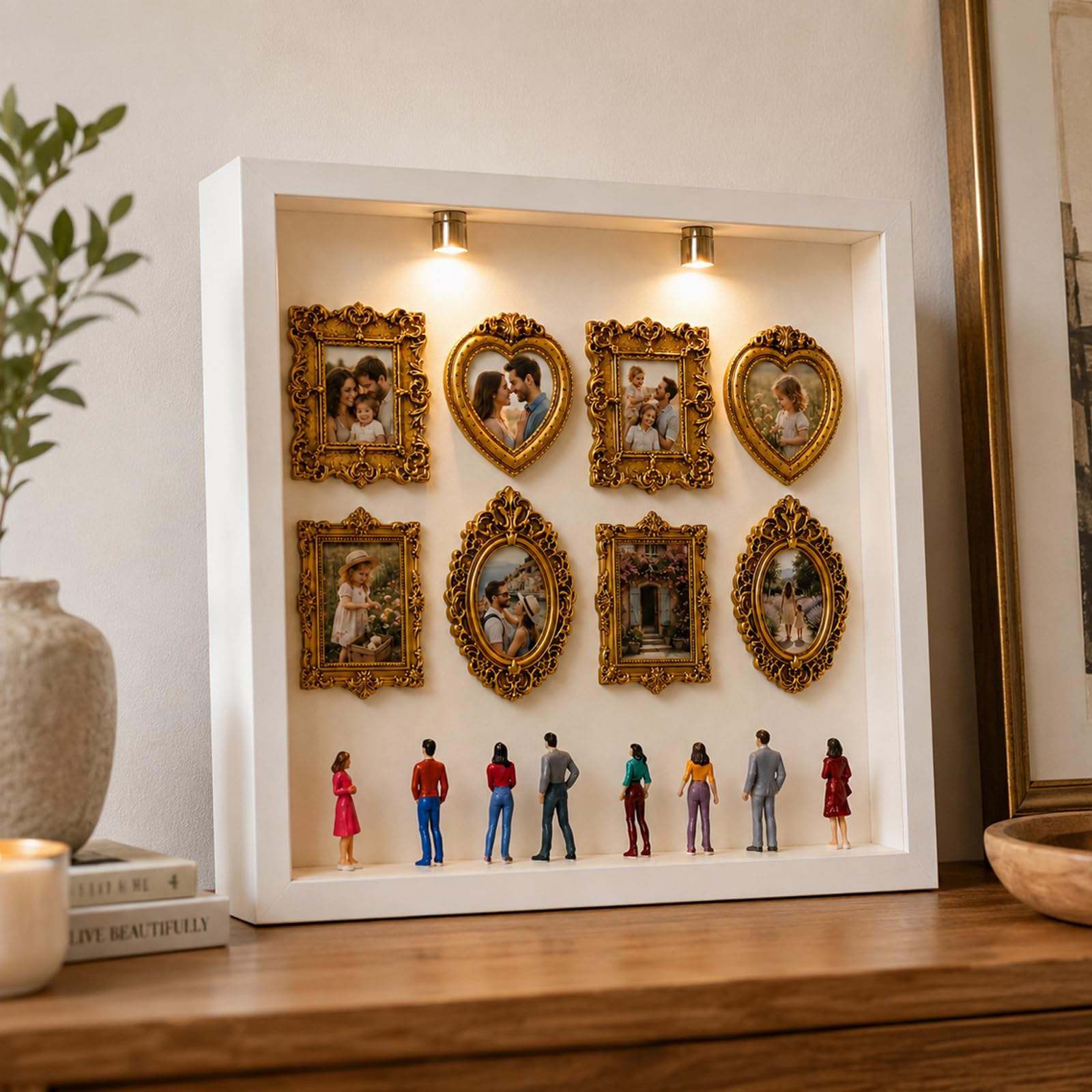 Personalize - Juego de cajas de siluetas de museos en miniatura | Caja de sombras con luz LED para decoración del hogar