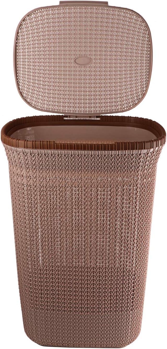 Cello Creta 50 Litre Plastic Laundry Basket with Lid, Beige