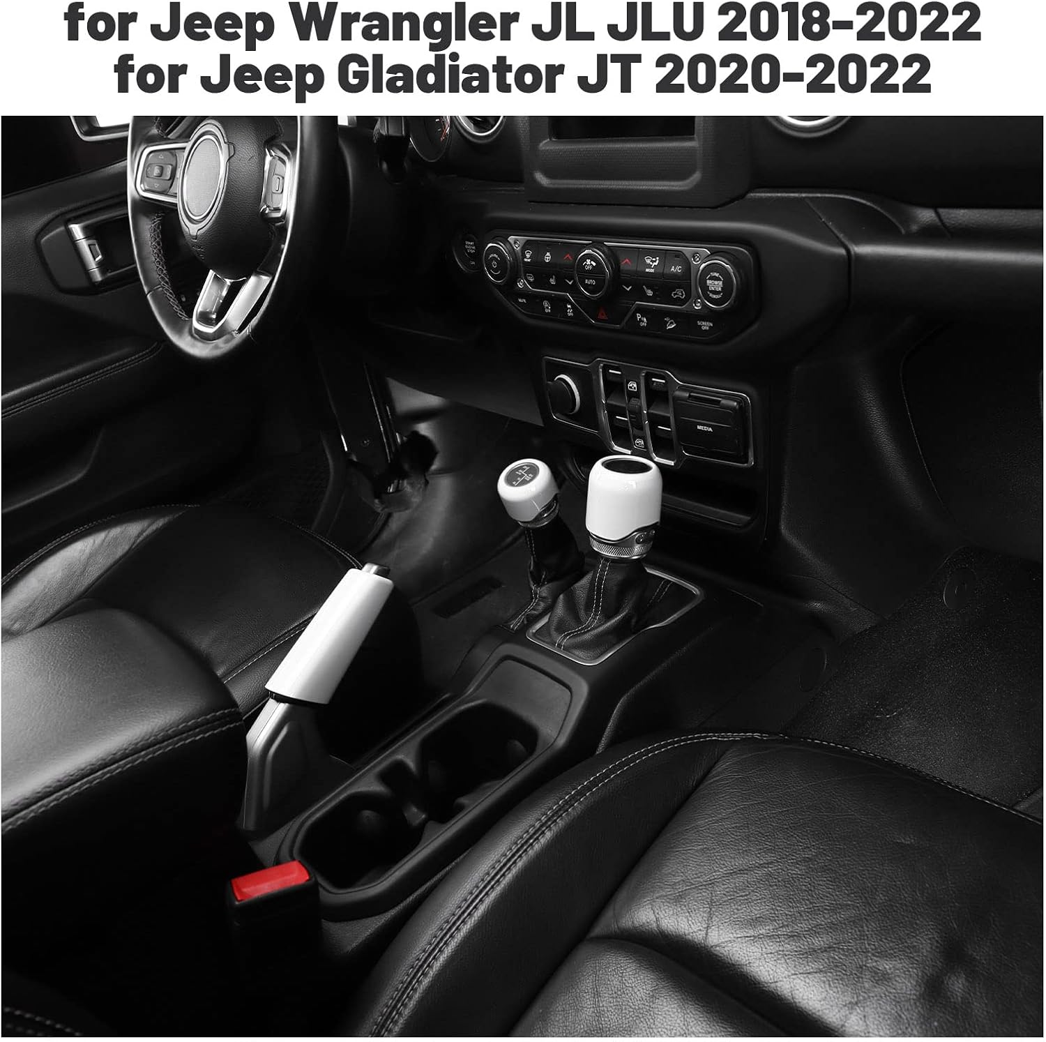 for Wrangler JL Handbrake Cover White, Gear Shift Knob Cover for Jeep Wrangler JL JLU Gladiator JT 2018 Up 3 PCS