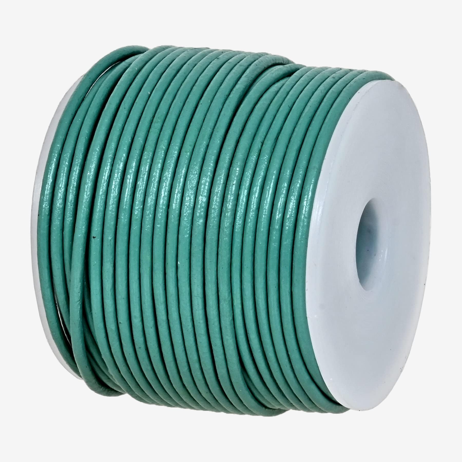GENIQUE Real/Genuine Round Leather String Cord for Necklace, Bracelets, Jewelry, Kumihimo Braiding, DIY Projects (20 Metres) (1.5mm, Turquoise)