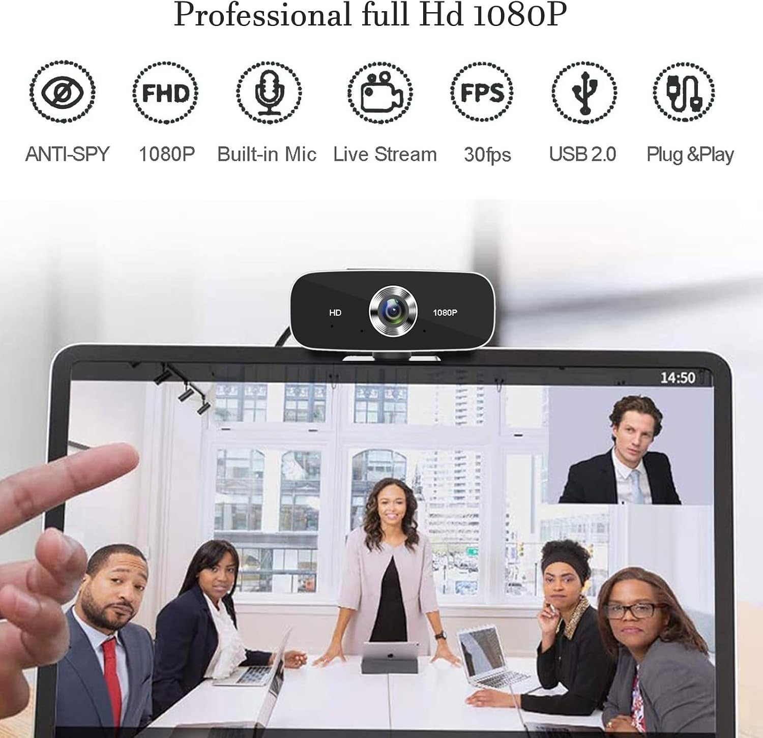C28 1080P 2K 4K HD Webcam with Privacy Cover and Tripod Stand, PC Camera with Noise-Cancelling Mic, Auto Light Correction, Plug and Play, Web Camera for Streaming, Zoom/Facetime (1080P HD) - 4