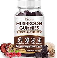 Vista 1 de Mushroom Gummies for Adults, 10 Blend Mushroom Supplement with Lions Mane, Cordyceps, Reishi, Chaga and Turkey Tail for Focus and Energy, Raspberry