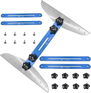 Stair Treads Gauge Template Tool - Measuring Jig Suitable for Wizard, Risers, Shelf and Drywall, Adjustable Angle & Length Range from 11.4In to 60.7In