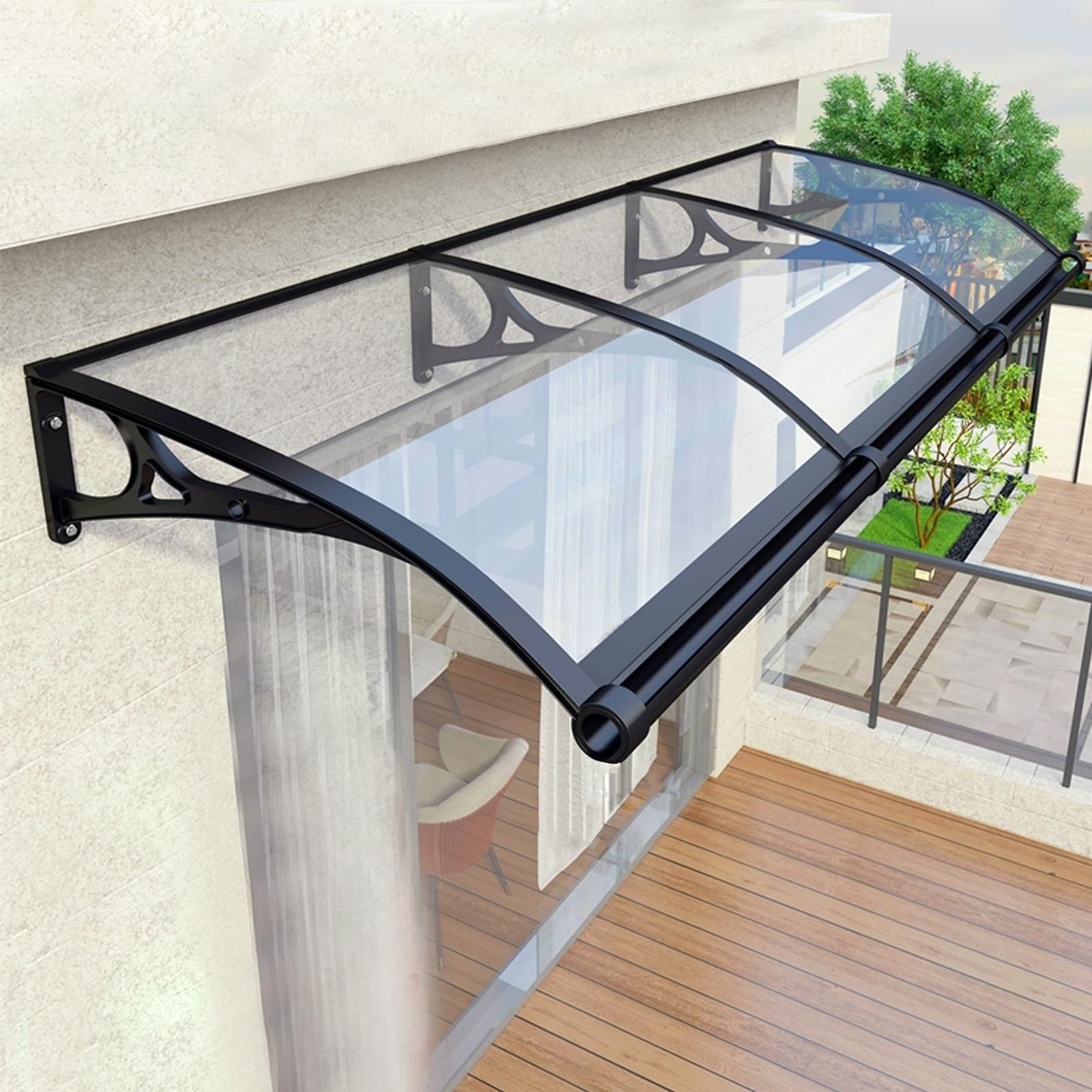 GJMSSMY Outdoor Door Canopy, Rain Shelter Awning, Porch Entrance Cover, UV/Snow/Rain Protection, Weatherproof Roof Awning, 60x400cm Techo for Home