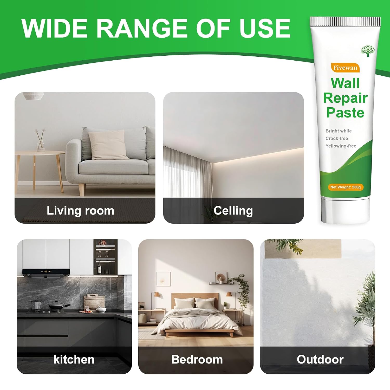 Drywall Repair Kit, Wall Patch Repair Kit, Wall Mending Agent with Scraper, Simple Filling of Wall Holes＆Efficient Crack Repair