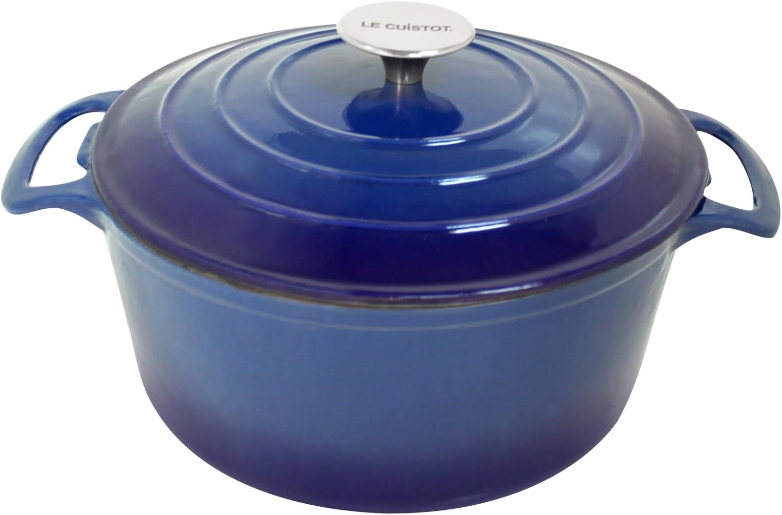 Vieille France Enameled Cast-Iron 3.5 Quart Round Dutch Oven - 2 Tone Blue