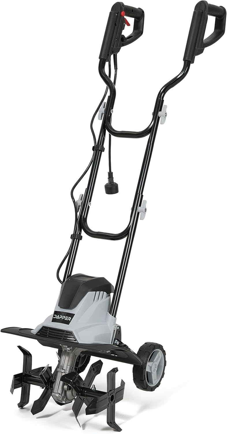 14 Electric Tiller Cultivator, 10Amp Corded Garden Rototiller with 4 Steel Tines, Adjustable Depth Wheels, Foldable Handle, Lightweight Portable Soil Cultivator for Gardening