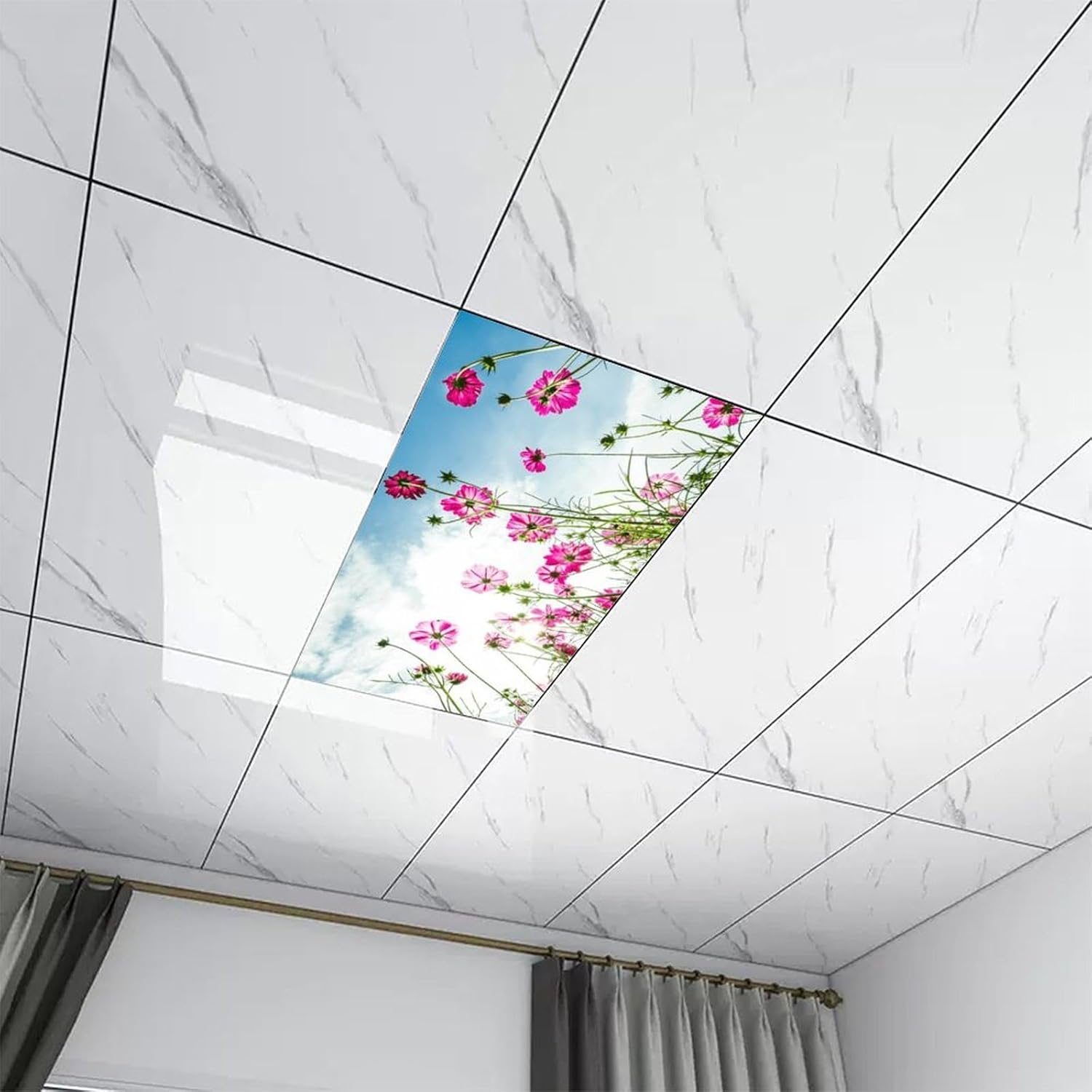 2PCS Fluorescent Light Covers for Classroom Ceiling Lights Magnetic Light Covers,Fluorescent Light Filters for School Home Office Drop Ceiling Lamp Decor Light Filters（Flower）