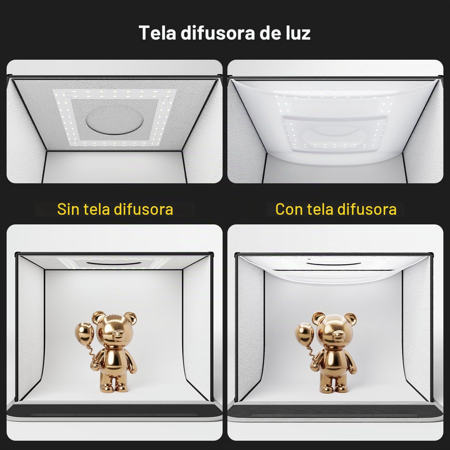 RALENO Caja de Luz 40x30x30cm Portátil para Fotos, Set de Estudio con 6 Fondos (CRI>95, 24W, Brillo Ajustable) para Productos, Joyería, Relojes, Cosméticos