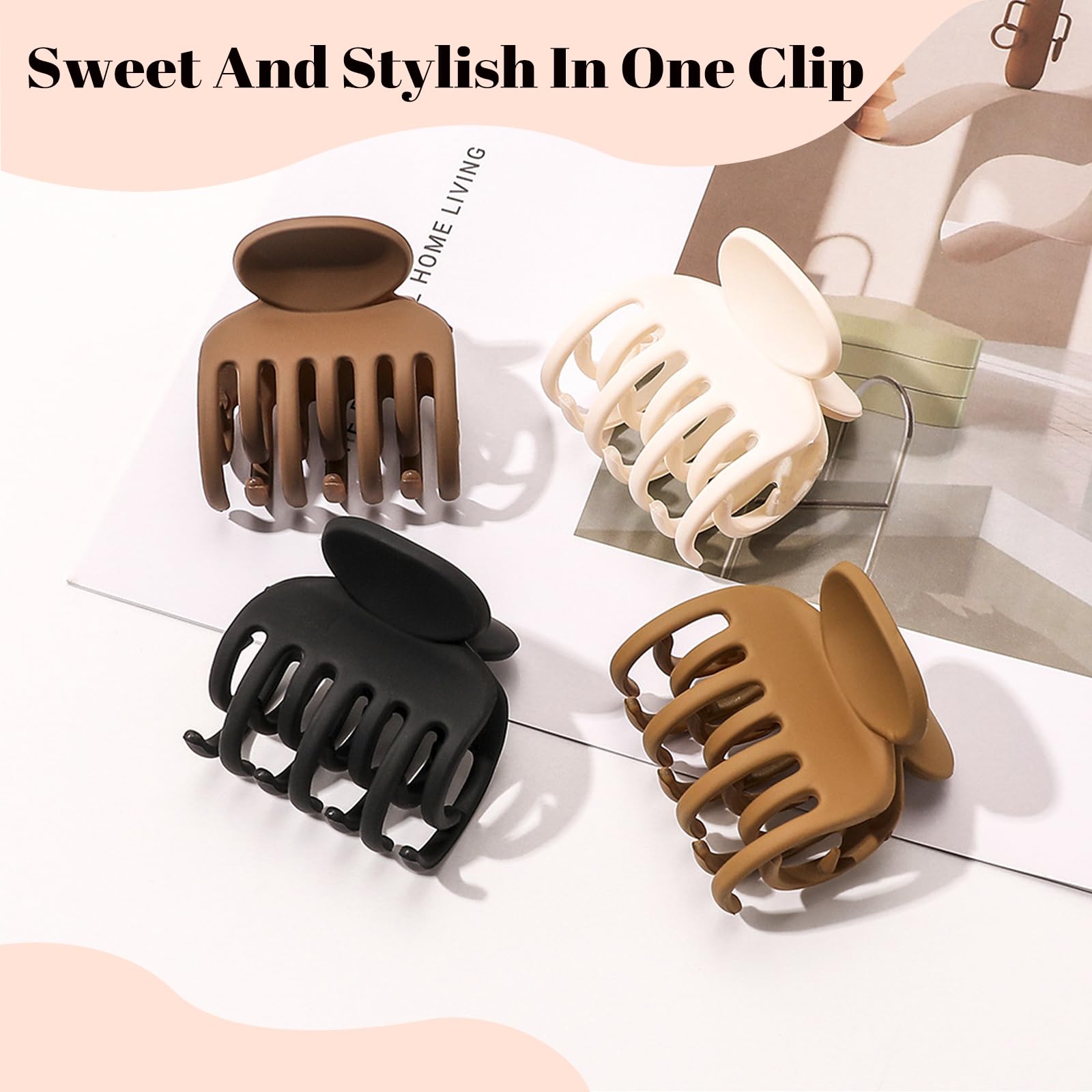 VivaSmile 8 PCS Small Hair Claw Clips for Women, brown, 1 count (Pack of 8) - Image 4