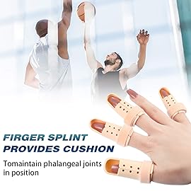 BBTO 10 Pcs Mallet Finger Splint, 5 Sizes Finger Support Brace Stabilizer Straightener Plastic Fingertip Protectors Arthritis Knuckle Immobilization for Thumb Pinky Middle Index Ring(Beige)