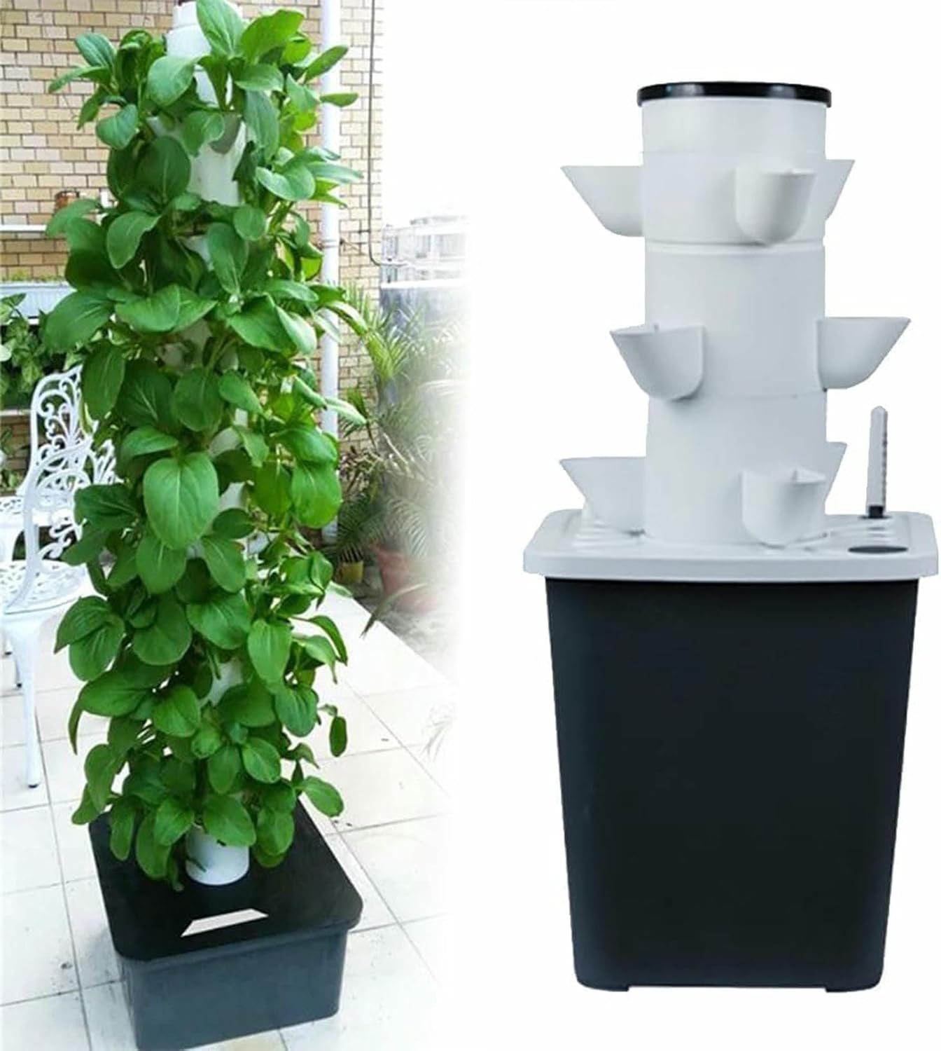 30 Pods Hydroponics Tower, Garden Hydroponic Growing System with Hydrating Pump, Net Pots, Timer for Herbs, Fruits and Vegetables-*