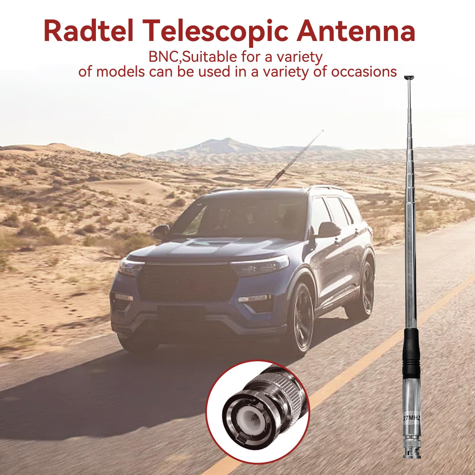 Radtel RTA-27B antena teleskopowa, 27 MHz, antena CB, wtyczka BNC do radtel RT-860 RT-880 RT-880G UV-98 Plus, HH50WXST HH50 MRHH350FLT C75WXST RT-920 RT-950 radiotelefon ręczny