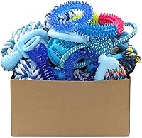 Beiker 20 Pack Blue Puppy Chew Toys for Teething - Rubber Rings, Ropes, Balls & More for Small Dogs